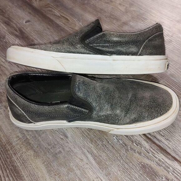 Vans distressed black leather slip on shoes  Sz 7.5 Men   Sz 9 Ladies - Picture 14 of 14
